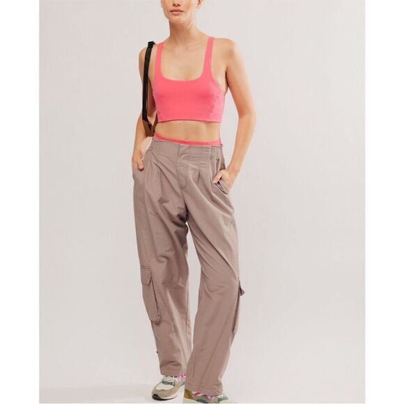 FREE PEOPLE MOVEMENT Square Neck Sports Bra Neon Coral Pink Size Medium New - Picture 9 of 9